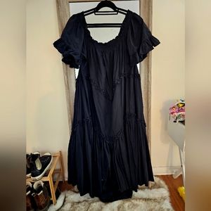 NWOT Free People Maxi Ruffled  Black Dress